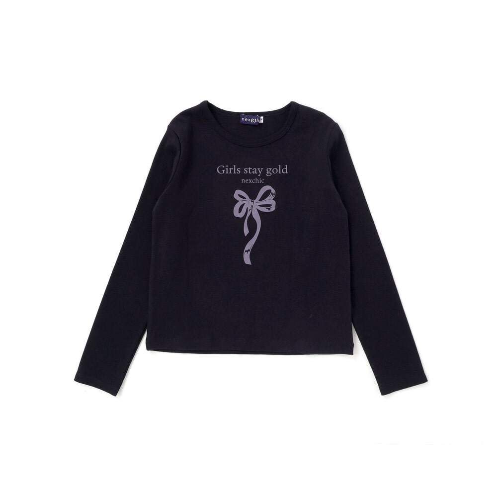チェックレースアップビスチェ&ロゴプリントTシャツセット(110~150cm) ネイビー系 110cm