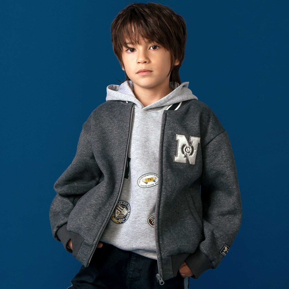 ロゴバッチ裏ジャギー裏毛スタジャン(110~150cm) グレー 110cm