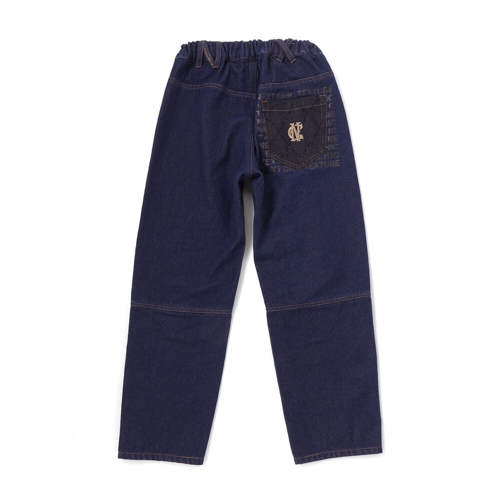 ボタンスリット開きワイドデニムパンツ(110~150cm) ネイビー 110cm