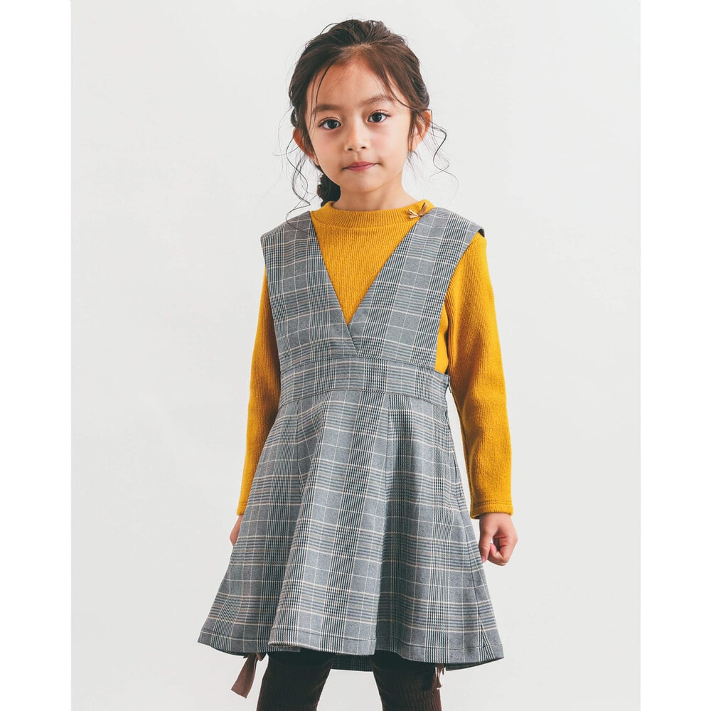 グレンチェック カシュクール ジャンパースカート 90 150cm 90cm グレー系 ワンピース 子供服べべの公式通販サイト Bebe Mall