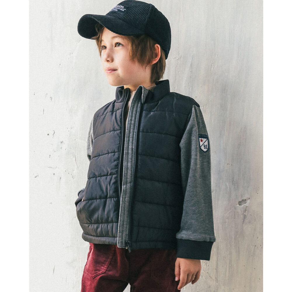 タフタ 袖 付き 中綿 ジャケット (100~150cm)(100cm ブラック): ジャケット/アウター-子供服べべの公式通販サイト 「BEBE  MALL」