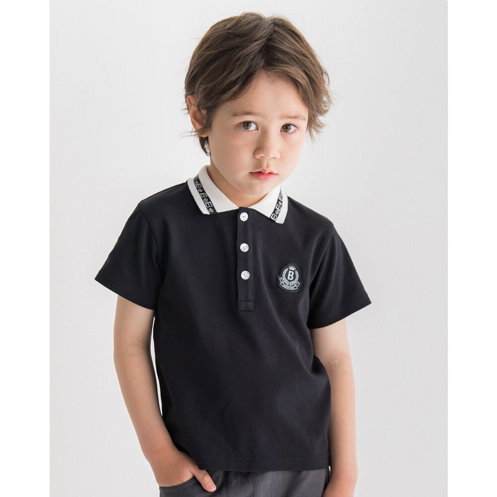 コットン ロゴ 襟 ワッペン ポロシャツ 90 150cm 90cm ブラック トップス 女の子 男の子の子ども服と言えば 子供服べべの公式通販サイト Bebe Mall