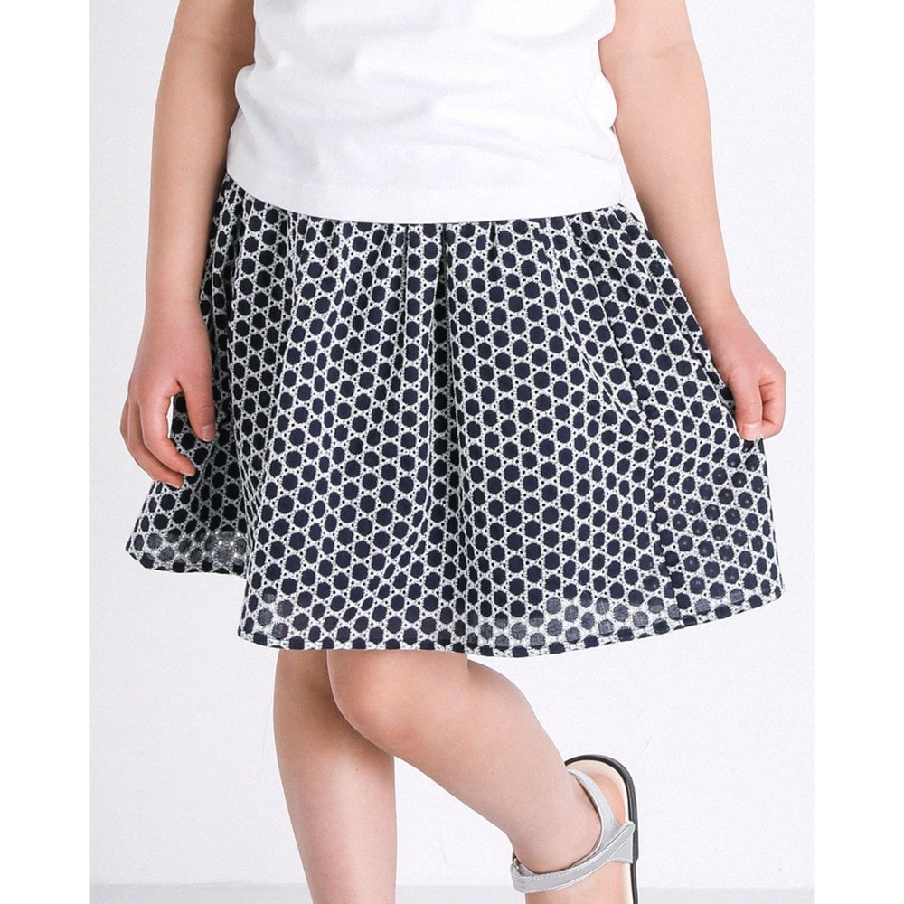 ローン レース ギャザー スカート（90～150cm）(90cm ネイビー系