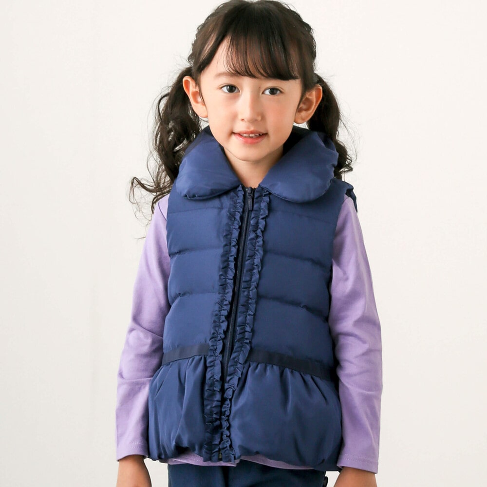 マットタフタフリルダウンベスト(90~150cm)(90cm ネイビー): ジャケット/アウター【女の子・男の子の子ども服と言えば】マットタフタフリル ダウンベスト(90~150cm)(90cm ネイビー): ジャケット/アウター【女の子・男の子の子ども服と言えば】-子供服べべの公式通販サイト ...