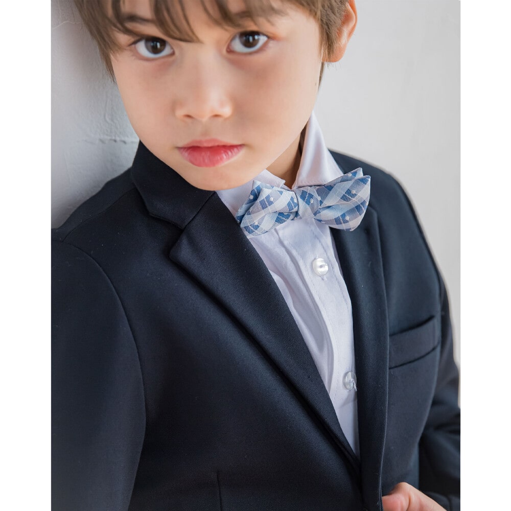 日本製 フォーマル チェック ドット 柄 蝶ネクタイ(ワンサイズ ブルー系): グッズ【女の子・男の子の子ども服と言えば】-子供服べべの公式通販サイト 「BEBE MALL」 キッズ 蝶ネクタイ フォーマル
