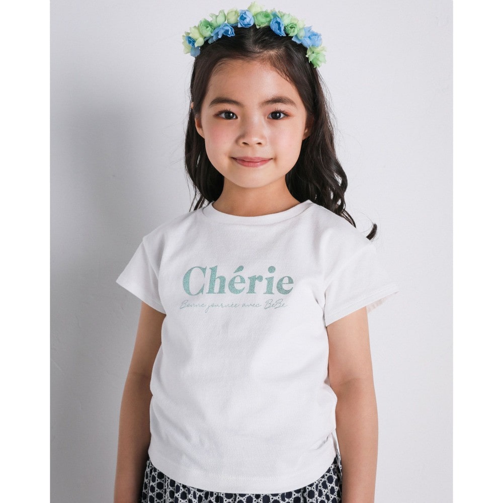 コットン USA グリッター プリント ロゴ Tシャツ（80～150cm）(80cm 