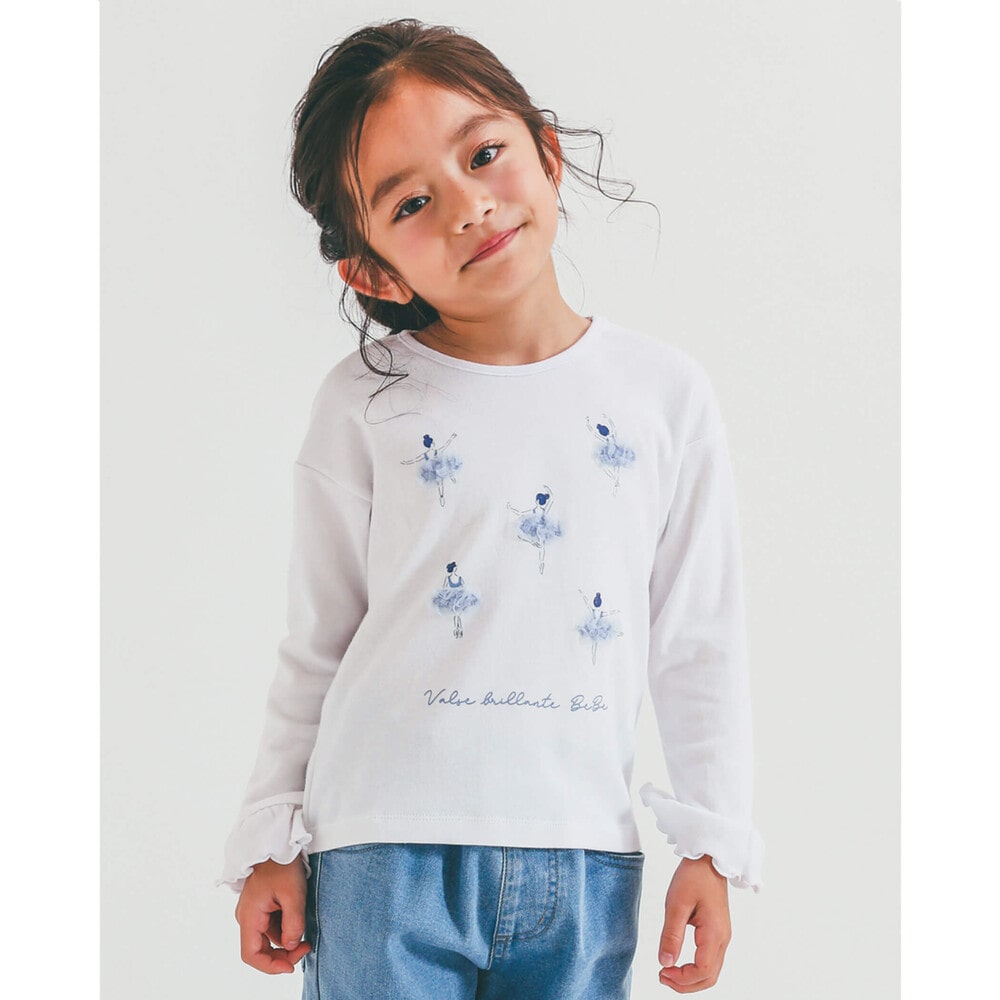 バレリーナ チュチュ モチーフ 袖 フリル Tシャツ 80 140cm 80cm ホワイト トップス 子供服べべの公式通販サイト Bebe Mall