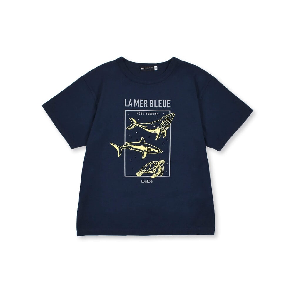 クジラ サメ ウミガメ アニマル プリント ビッグ Tシャツ (90~150cm