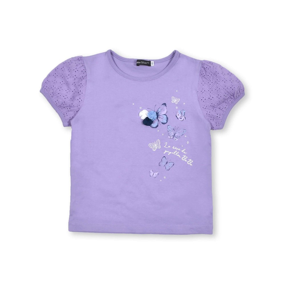蝶々プリントパフスリーブTシャツ(80~150cm)(80cm ピンク): トップス【べべモール公式】-子供服べべの公式通販サイト 「BEBE  MALL」