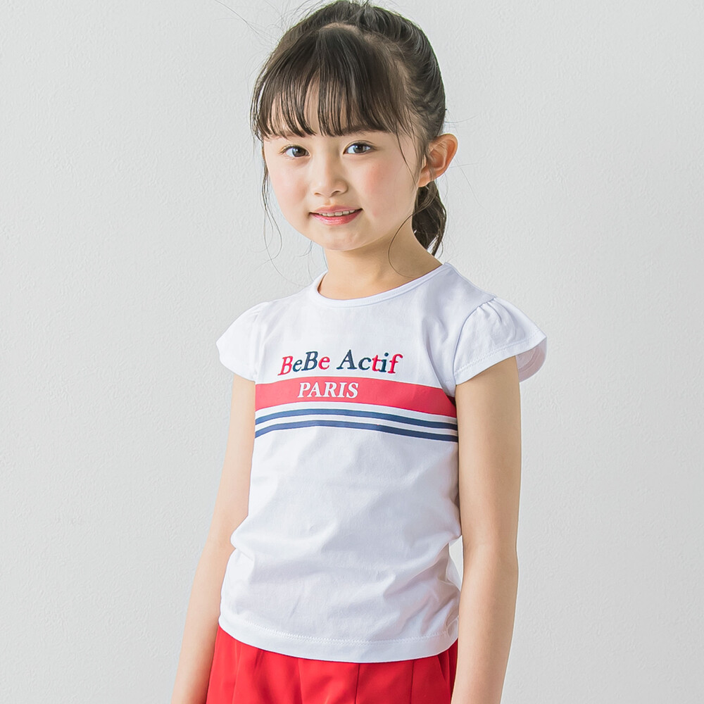 トリコロールカラーライン入りロゴTシャツ(90~150cm)(90cm ホワイト):  トップス【女の子・男の子の子ども服と言えば】トリコロールカラーライン入りロゴTシャツ(90~150cm)(90cm ホワイト):  トップス【女の子・男の子の子ども服と言えば】-子供服べべの公式通販サイト ...