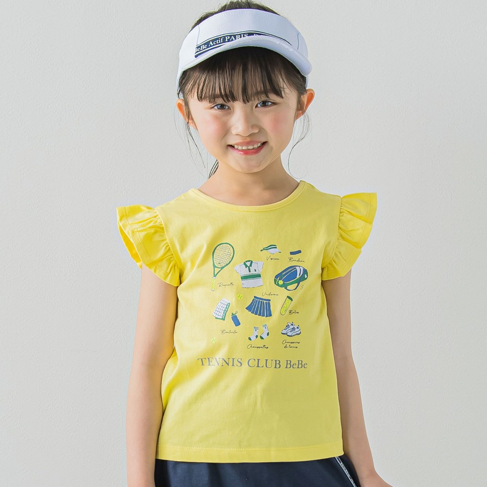 テニスプリントバッククロスTシャツ(90~150cm)(90cm イエロー