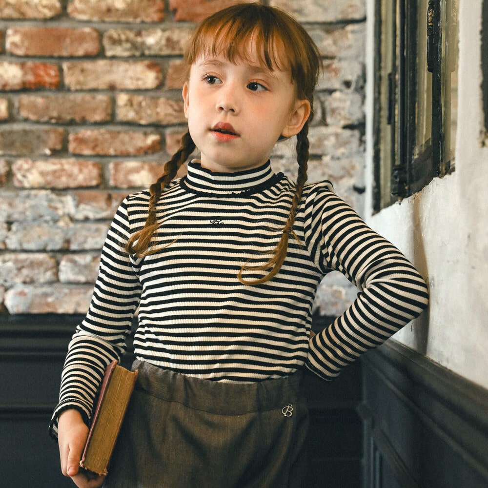 テレコプチハイネックTシャツ(90～150cm)(90cm ブラック系): トップス【べべモール公式】-子供服べべの公式通販サイト 「BEBE  MALL」