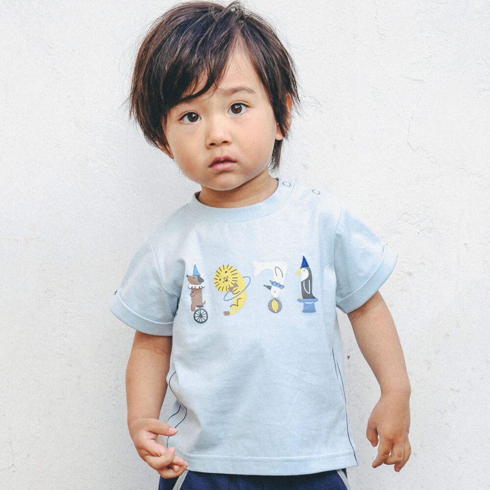 アニマルナンバープリントTシャツ(80~90cm)(80cm ブルー): 新生児