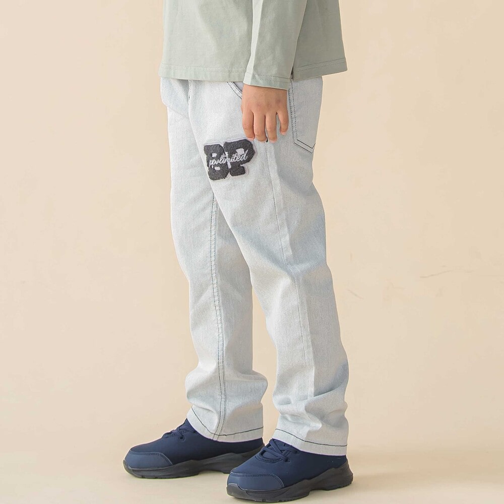ワッペン付きデニムロングパンツ