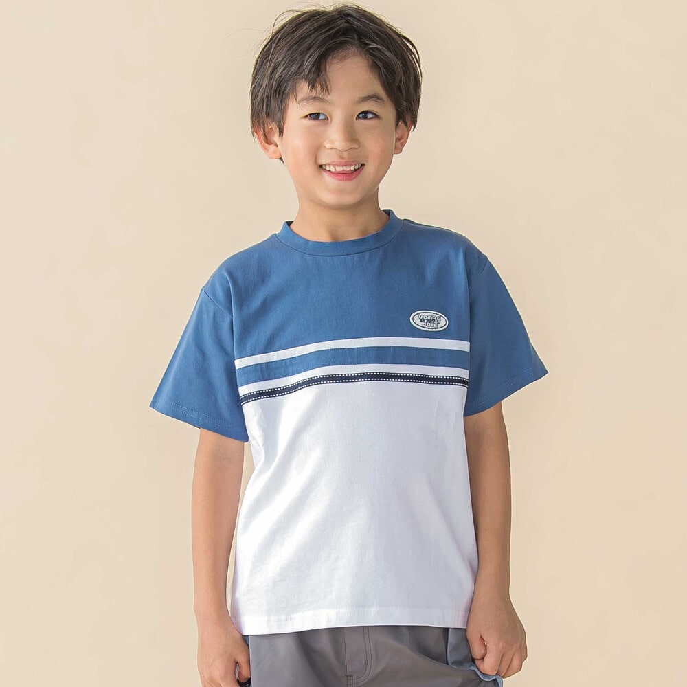 天竺バイカラーステッチテープポイント半袖Tシャツ