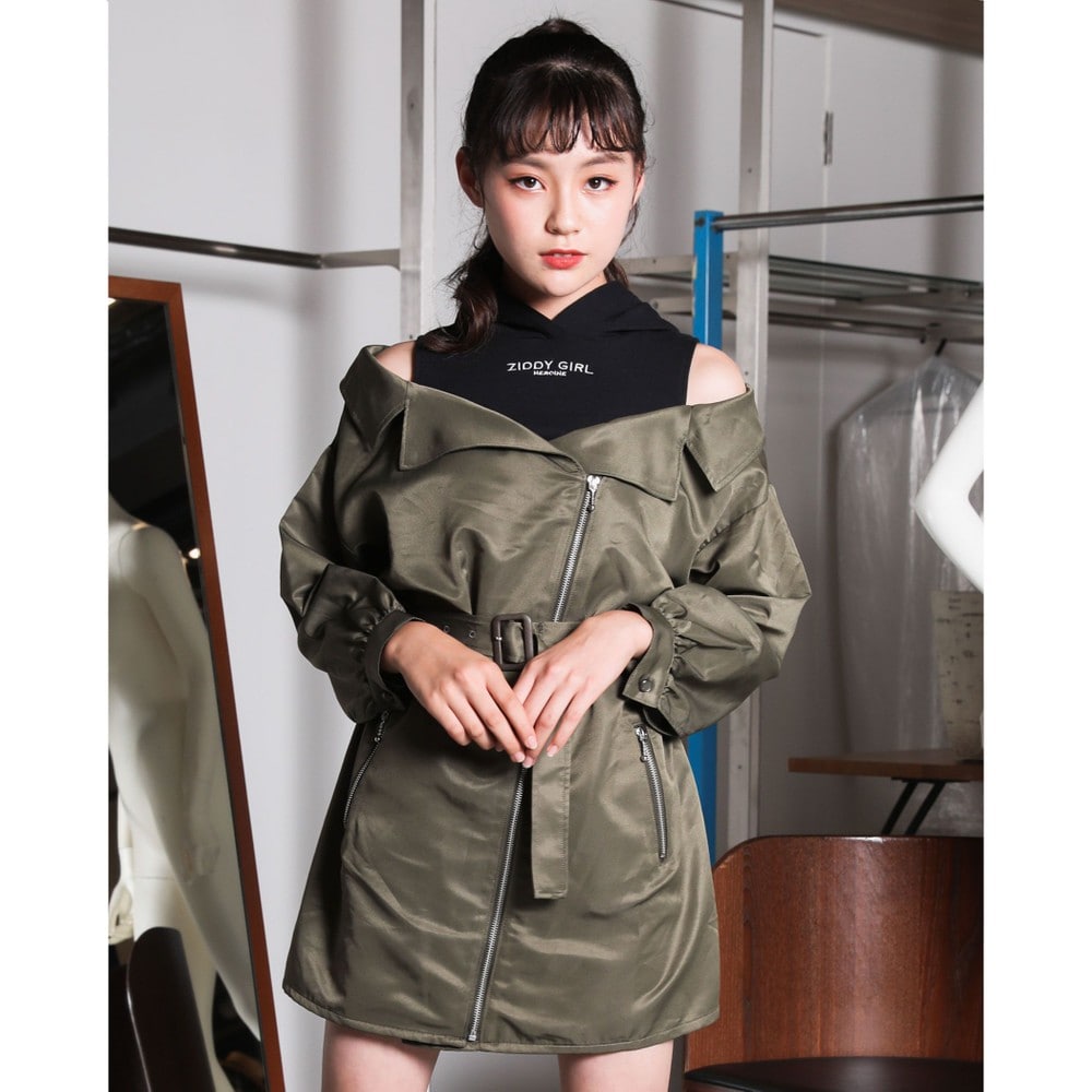 ニコ プチ掲載 ライダース 重ね着風 パーカー ワンピース 130cm 160cm 130cm グリーン ワンピース 子供服べべの公式通販サイト Bebe Mall