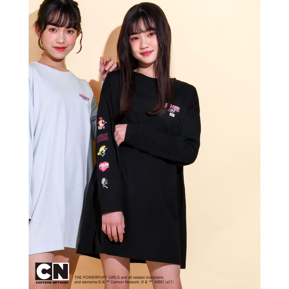 Bebe べべ Bebe Mall Official Online Store パワーパフ ガールズ Ziddy ブロッサム バブルス バターカップ スリーブプリント Tシャツワンピース 130 160cm 130cm ブラック ワンピース ベベ モール オフィシャルオンラインストア