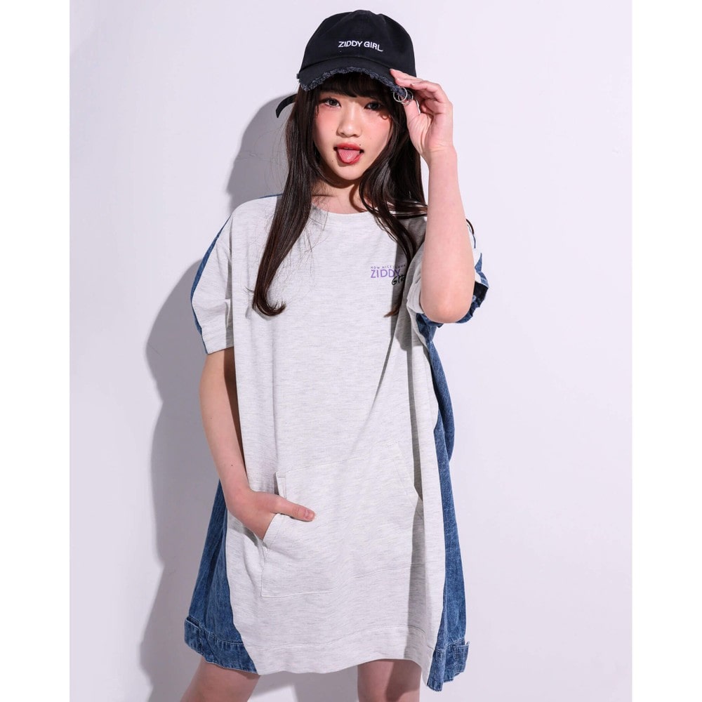 子供服べべの公式通販サイト Bebe Mall デニム 切り替え ルーズ ワンピース 130 160cm 130cm グレー ワンピース ベベ モール オフィシャルオンラインストア