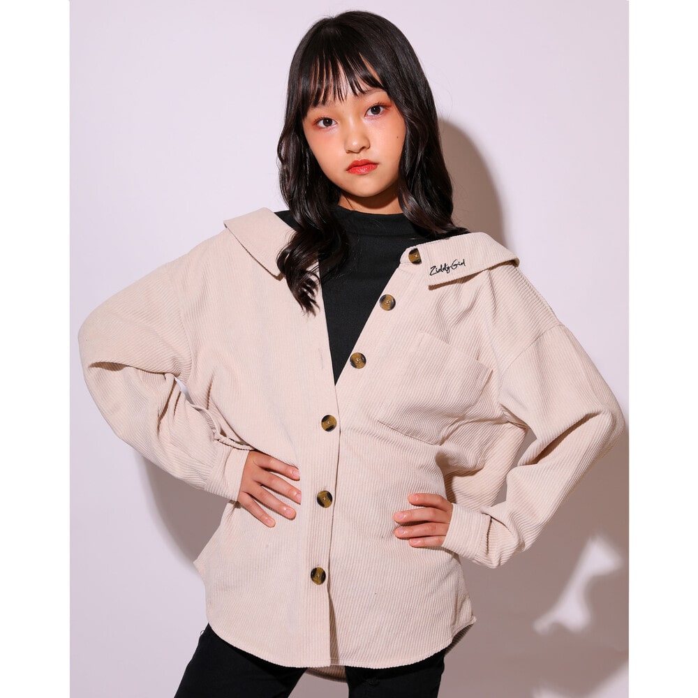 ニコ プチ掲載 重ね着風 コーデュロイ 長袖 シャツ 130 160cm 130cm オフホワイト トップス 子供服べべの公式通販サイト Bebe Mall