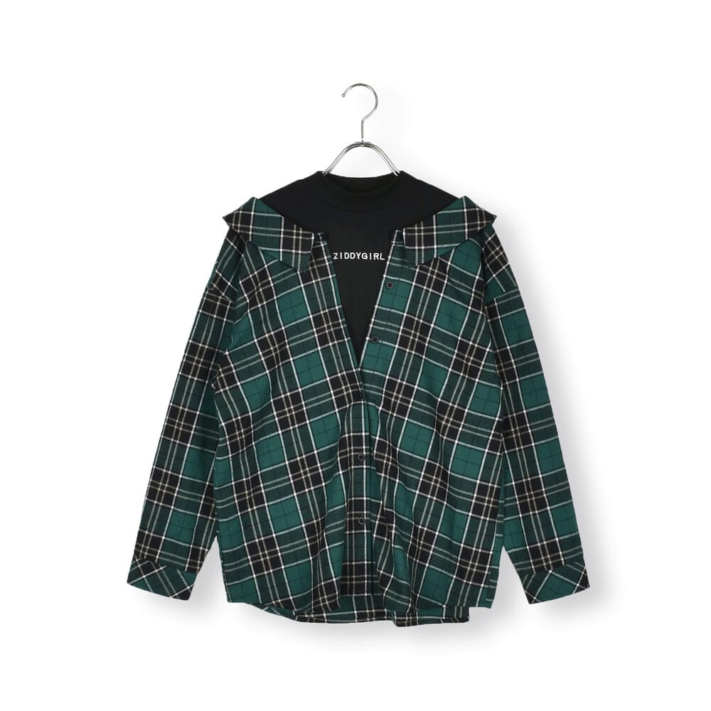 ZIDDY (130~160cm) フェイク レイヤード デザイン ドッキング チェック シャツ(130cm グリーン):  トップス-子供服べべの公式通販サイト 「BEBE MALL」