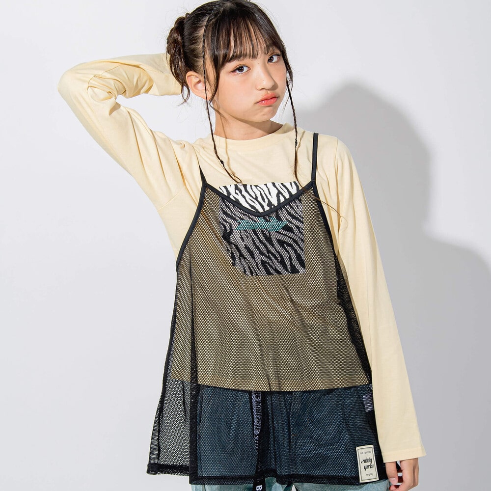 ニコ☆プチ 掲載 】メッシュキャミソール＆Tシャツセット(130~160cm