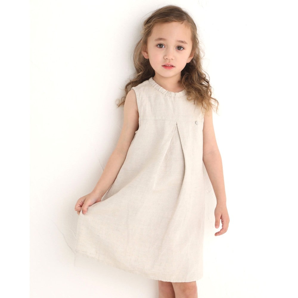 バック オープン 麻 レーヨン 無地 ワンピ 80 140cm 80cm オフホワイト系 ワンピース 子供服べべの公式通販サイト Bebe Mall