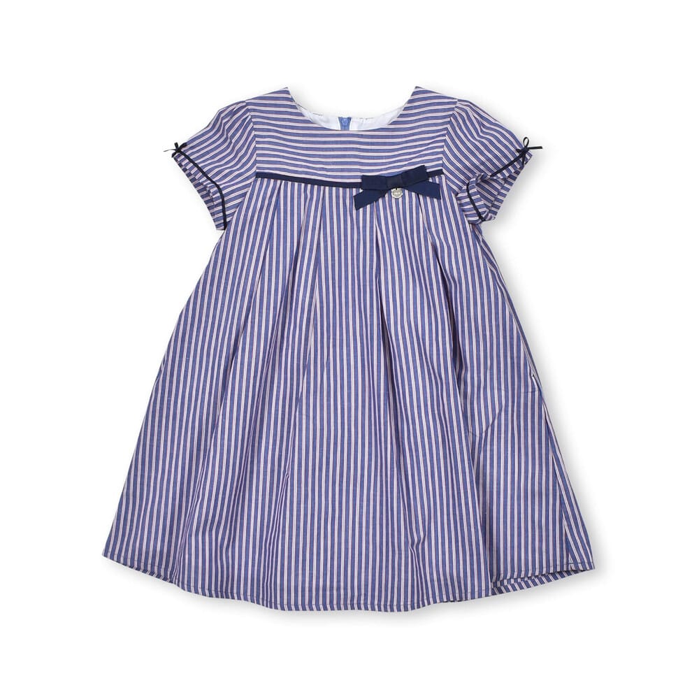 キッズ服女の子用(90cm~)新品　ストライプリボンワンピース（110 cm)