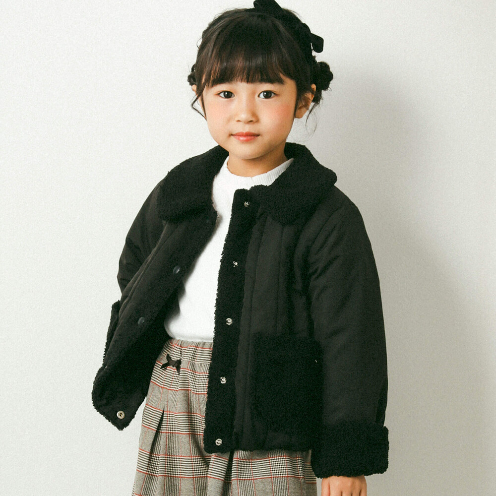 縦キルト＋ボアダウンコート(95~150cm)(95cm ブラック): ジャケット/アウター【女の子・男の子の子ども服と言えば】縦キルト＋ボアダウンコート(95~150cm)(95cm  ブラック): ジャケット/アウター【女の子・男の子の子ども服と言えば】-子供服べべの公式通販サイト 「BEBE ...