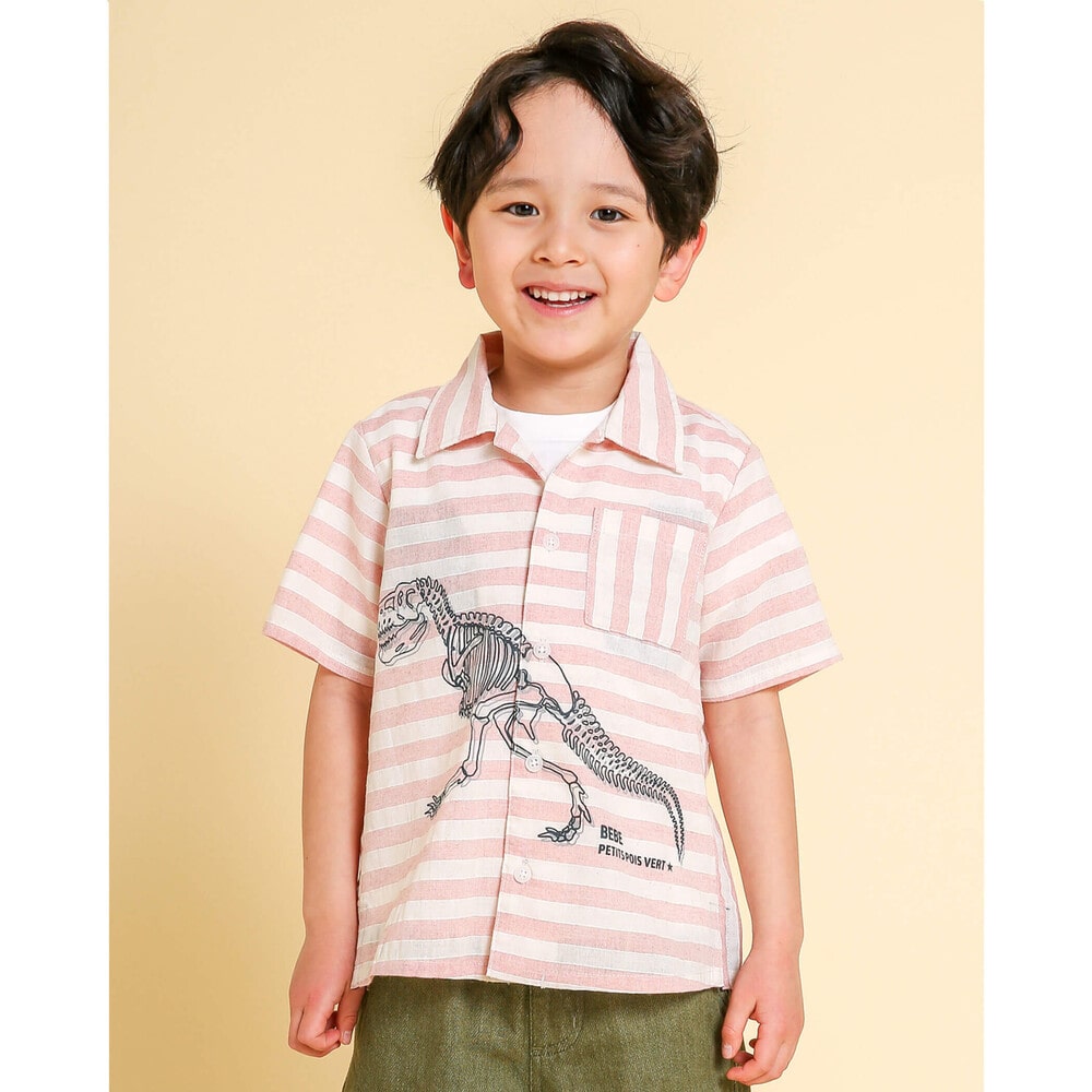 恐竜 プリント 開襟 シャツ 80 150cm 80cm レッド系 トップス 子供服べべの公式通販サイト Bebe Mall