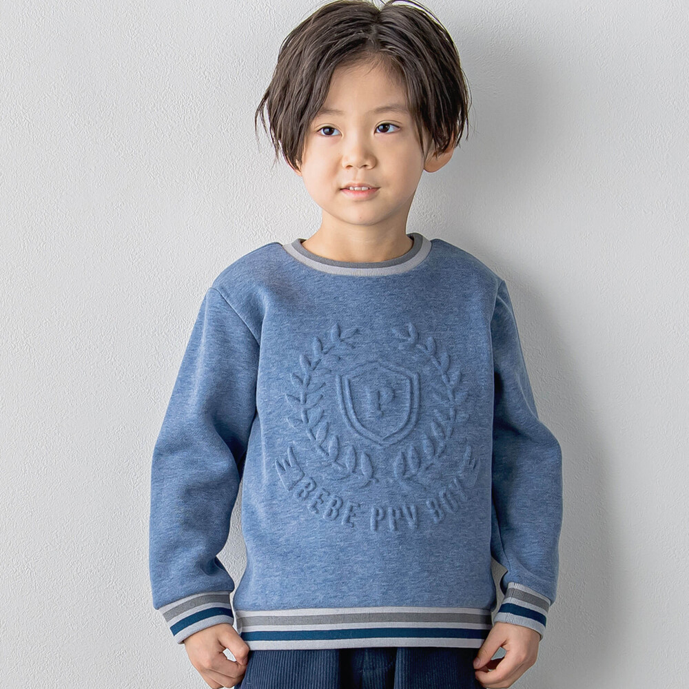 編み立てリブポイントスウェット(95~150cm)(95cm ブルー系):  トップス【べべモール公式】編み立てリブポイントスウェット(95~150cm)(95cm ブルー系):  トップス【べべモール公式】-子供服べべの公式通販サイト 「BEBE MALL」-子供服べべの公式通販サイト 「BEBE MALL」