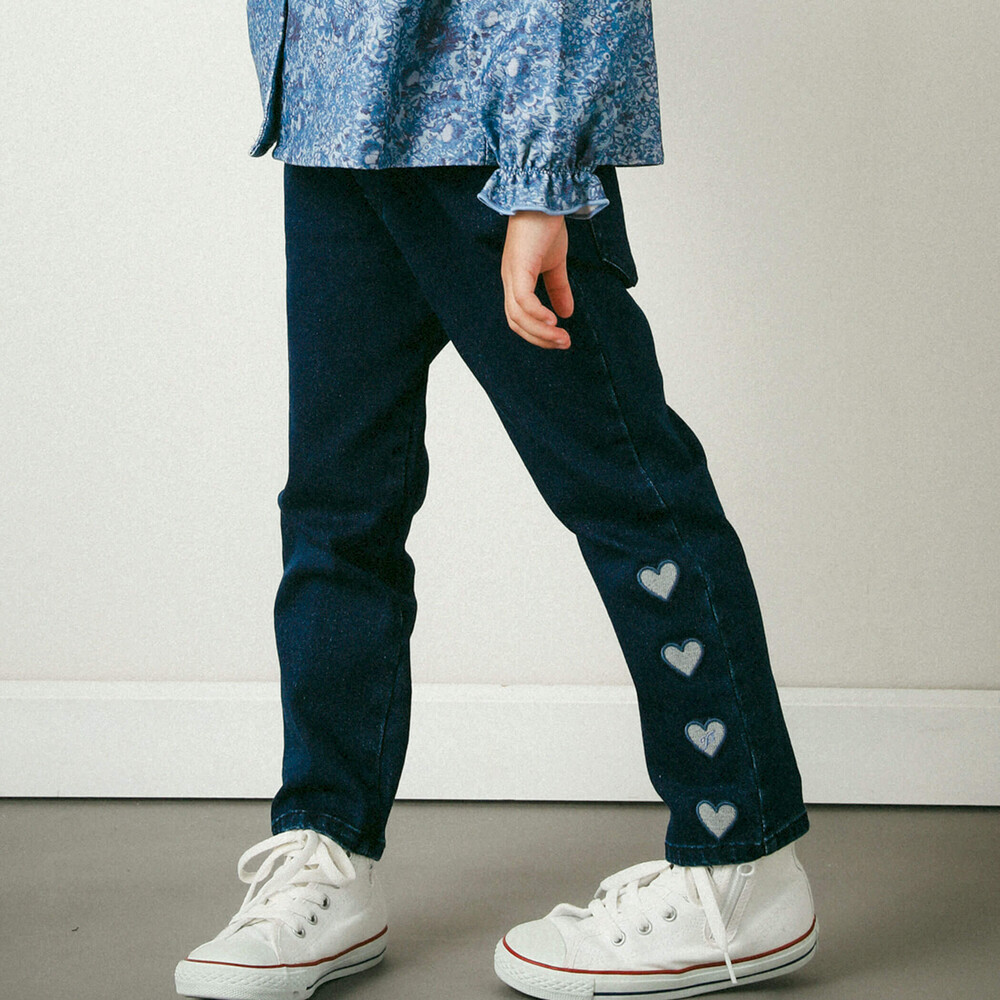 魅力的な価格 ハート刺しゅう入りデニムパンツ(95~150cm)(95cm ブルー パンツ