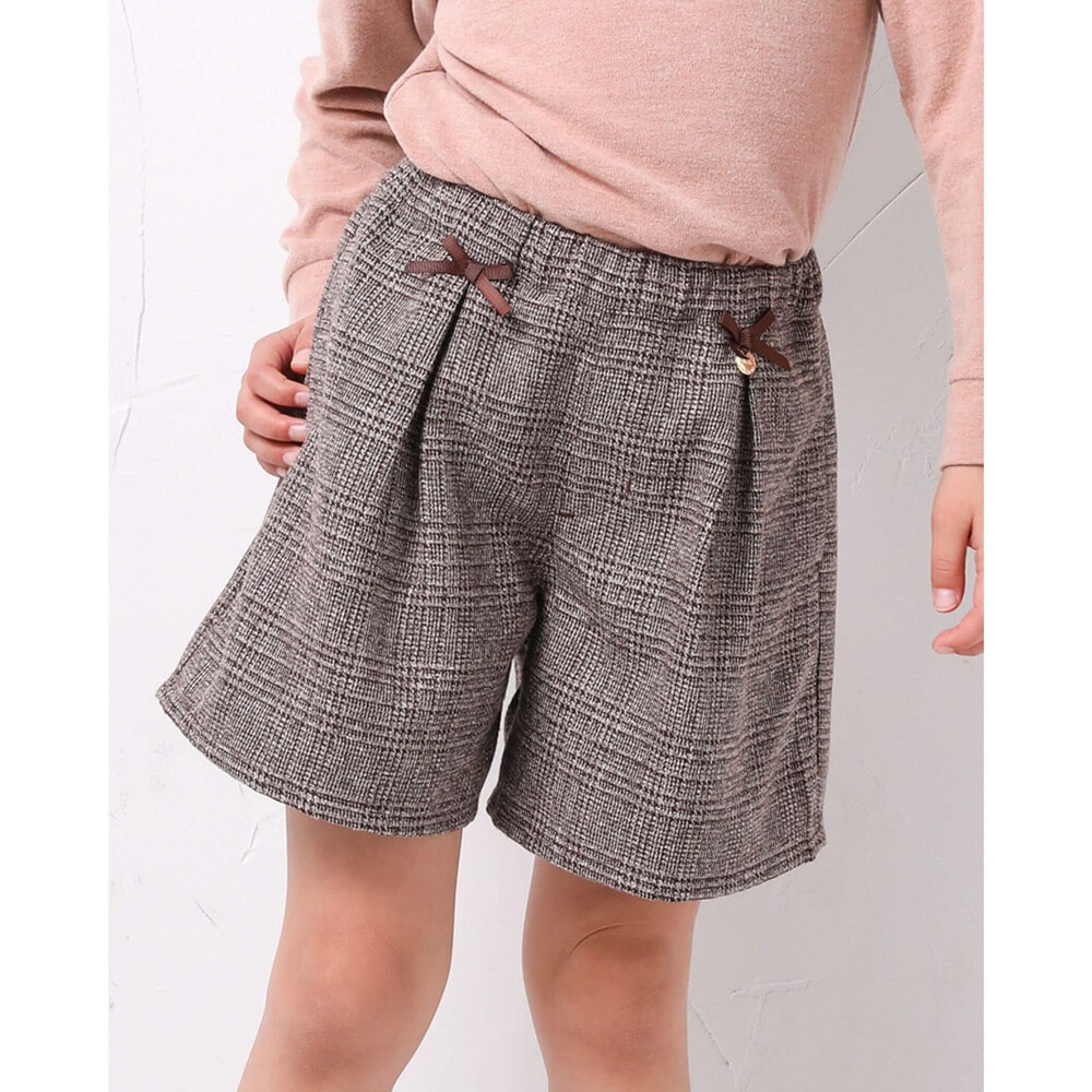 グレンチェック柄 キュロット ショートパンツ 95 150cm 95cm ブラウン系 ボトム 子供服べべの公式通販サイト Bebe Mall