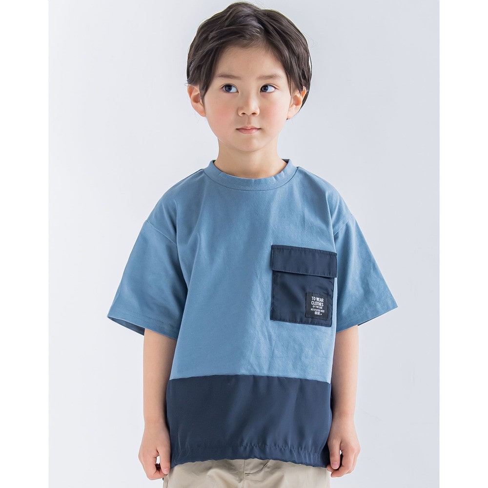 天竺 ＋ ポリエステル タフタ ポケット 付き Tシャツ (95~150cm)(95cm ブルー): トップス【女の子・男の子の子ども服と言えば】天竺  ＋ ポリエステル タフタ ポケット 付き Tシャツ (95~150cm)(95cm ブルー):  トップス【女の子・男の子の子ども服と言えば】-子供服べべの ...