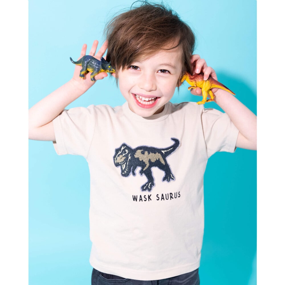 恐竜 サガラ刺繍 Tシャツ (100~160cm)(100cm ベージュ): トップス