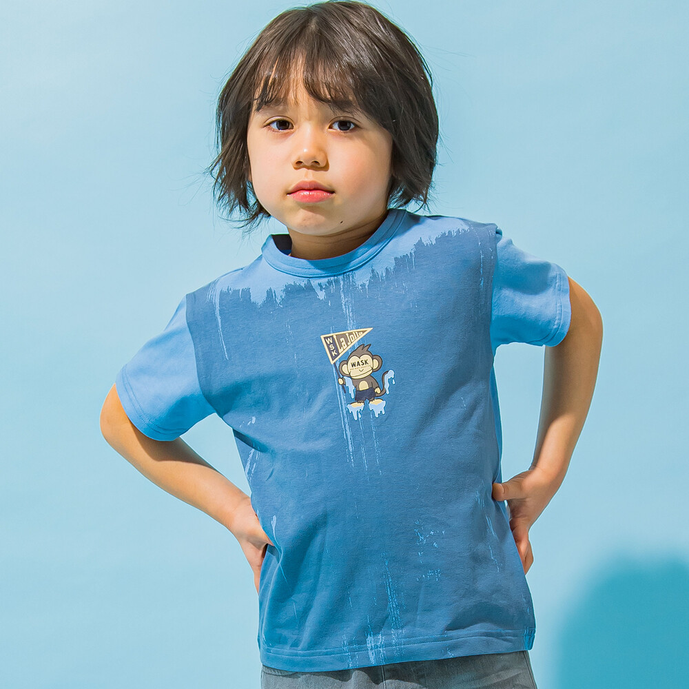 速乾】WASKサルかすれプリント天竺Tシャツ(100~160cm)(100cm ブルー): トップス【べべモール公式】-子供服べべの公式通販サイト  「BEBE MALL」
