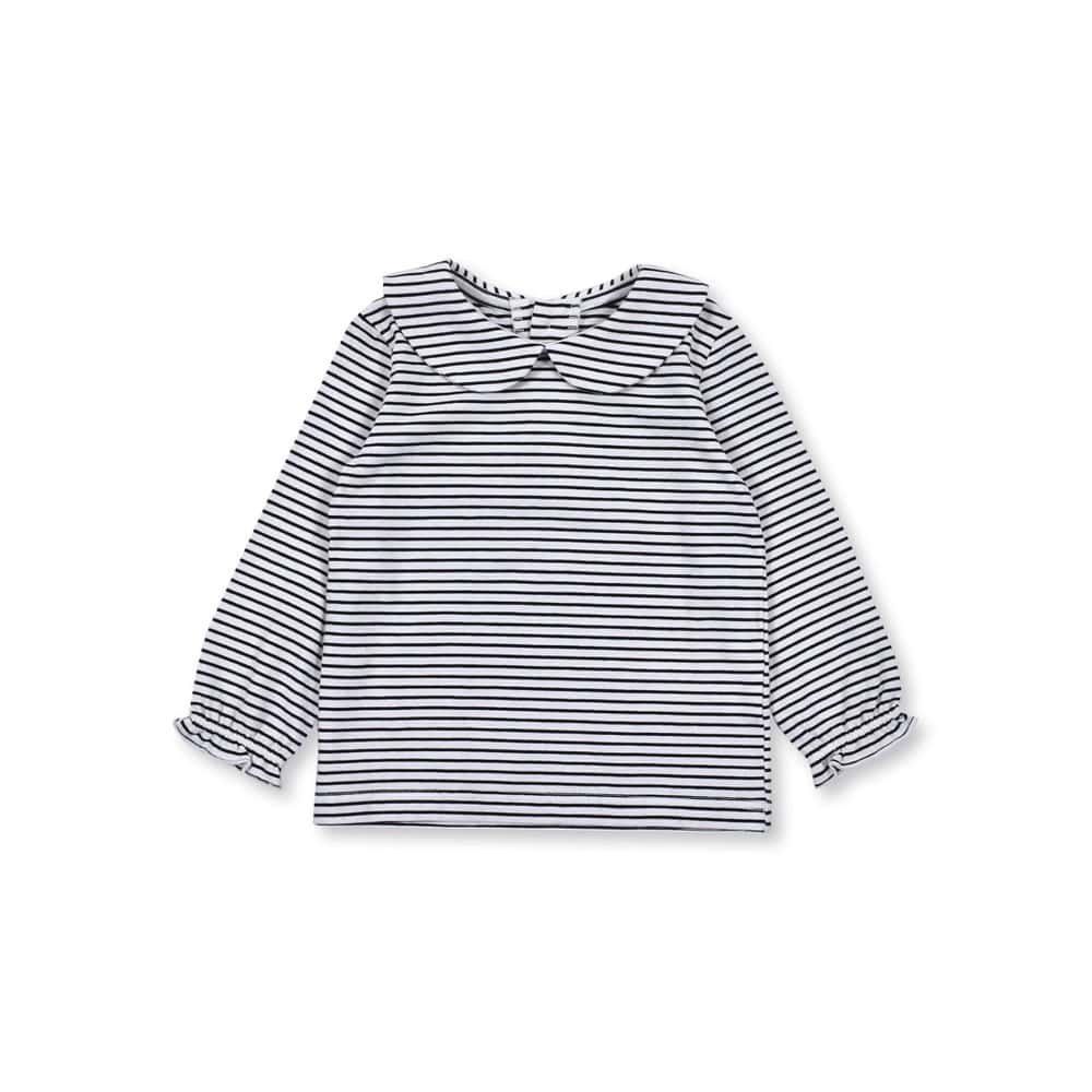 ベア天竺 丸襟 長袖 Tシャツ (80~110cm)(80cm ブラック系): トップス