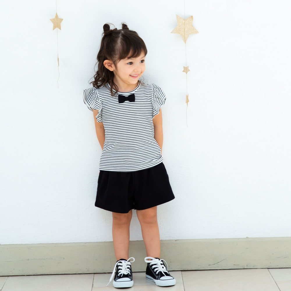 インレイキュロットパンツ(90cm ブラック): ボトム【女の子・男の子の子ども服と言えば】インレイキュロットパンツ(90cm ブラック):  ボトム【女の子・男の子の子ども服と言えば】-子供服べべの公式通販サイト 「BEBE MALL」-子供服べべの公式通販サイト 「BEBE MALL」