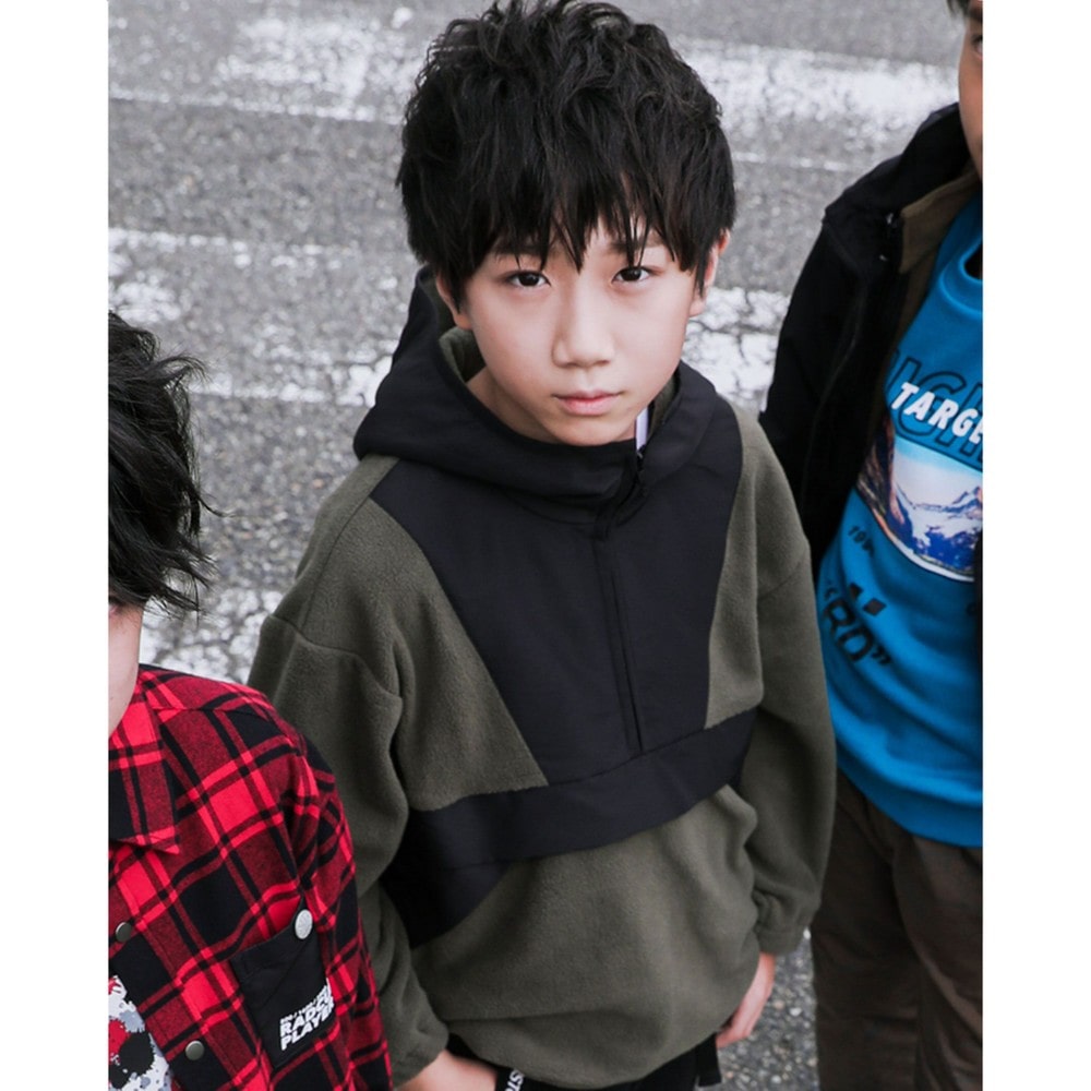 配色 ワッペン フード付き アノラック フリース 1cm 160cm 1cm グリーン トップス 子供服べべの公式通販サイト Bebe Mall