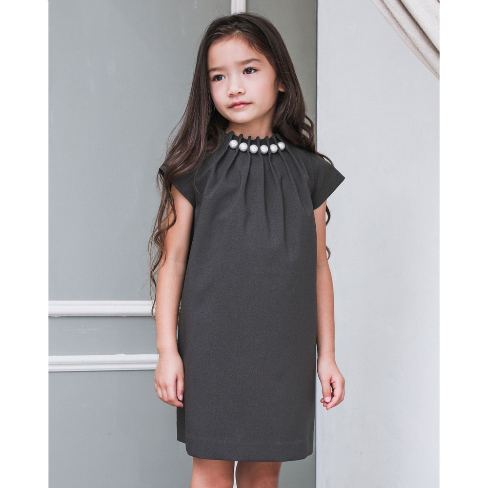 フォーマル パール襟 ギャザー 台形 ワンピース ドレス (110~130cm