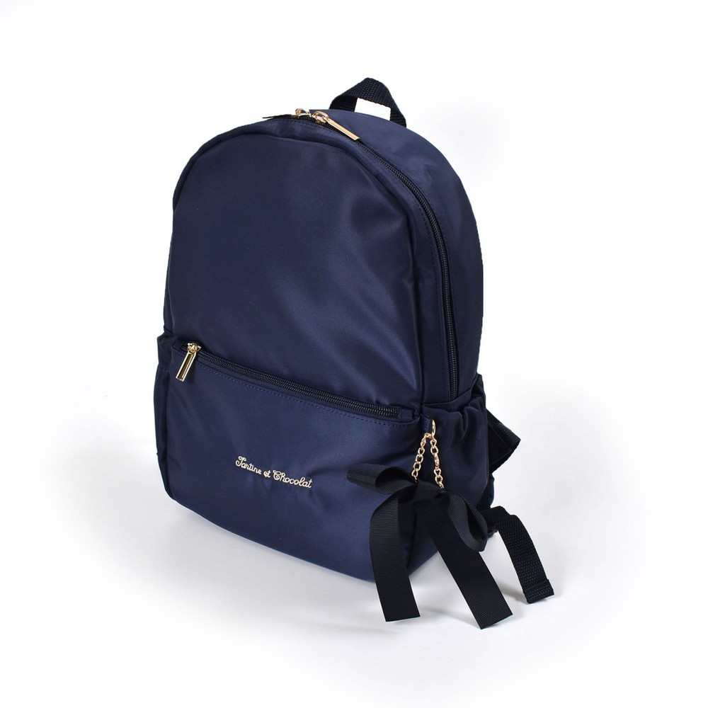 Bebe べべ Bebe Mall Official Online Storetcロゴ 刺繍 リボンチャーム 通園 通学 リュック ﾜﾝｻｲｽﾞ ネイビー 新生児 ベビー ベベ モール オフィシャルオンラインストア