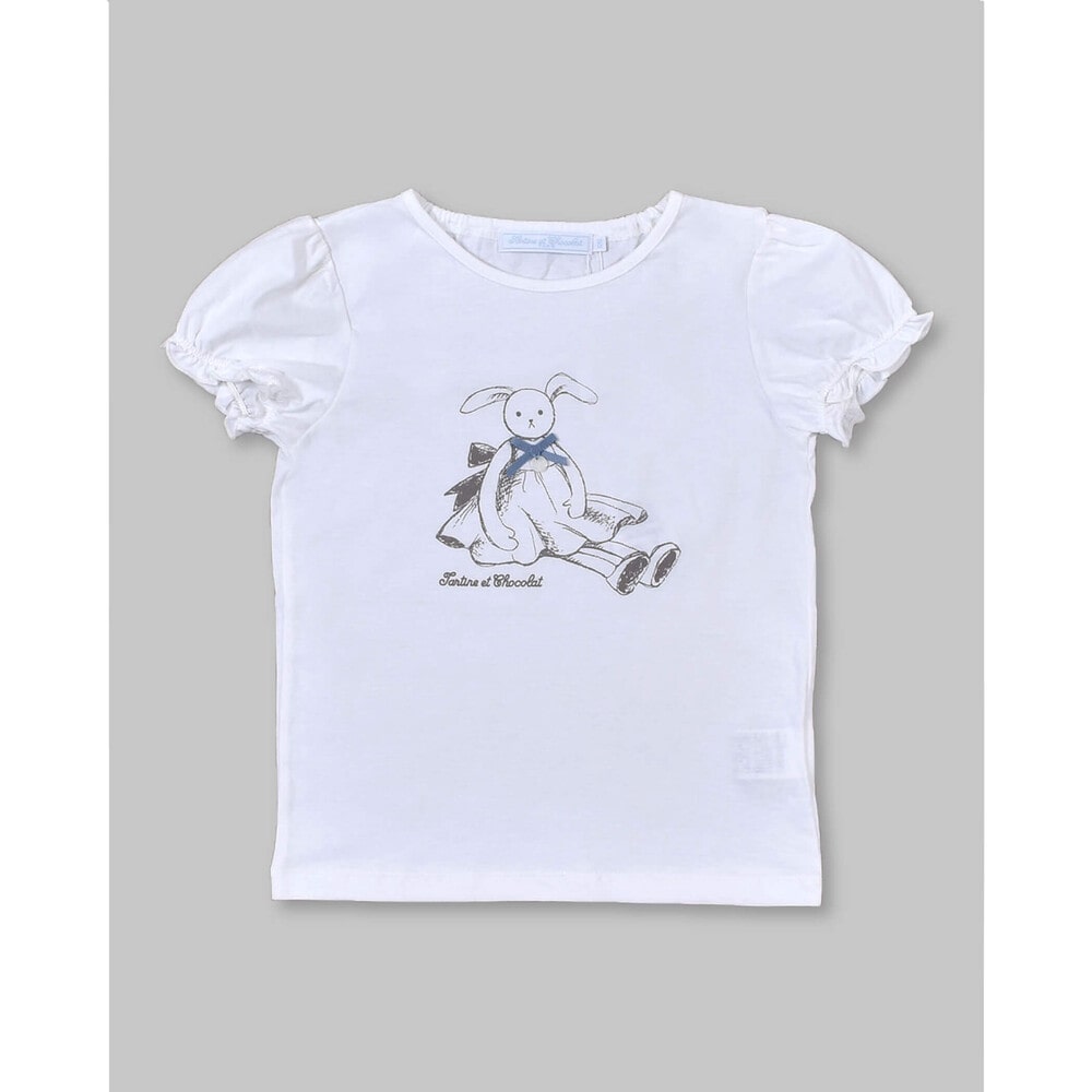 うさぎ オーギュスタン アニマル パフスリーブ コットン Tシャツ 90 130cm 90cm ホワイト トップス 子供服べべの公式通販サイト Bebe Mall