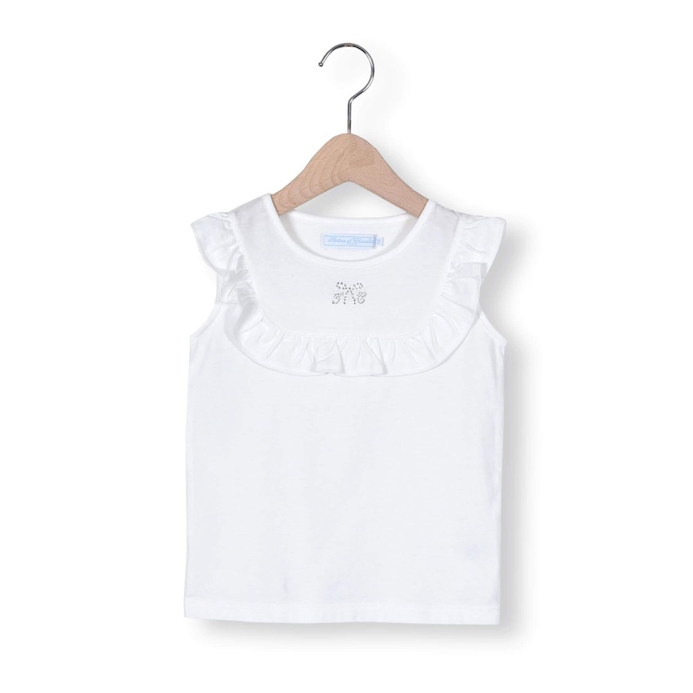 ラインストーンソフトコットンTシャツ(90~140cm)(90cm ホワイト