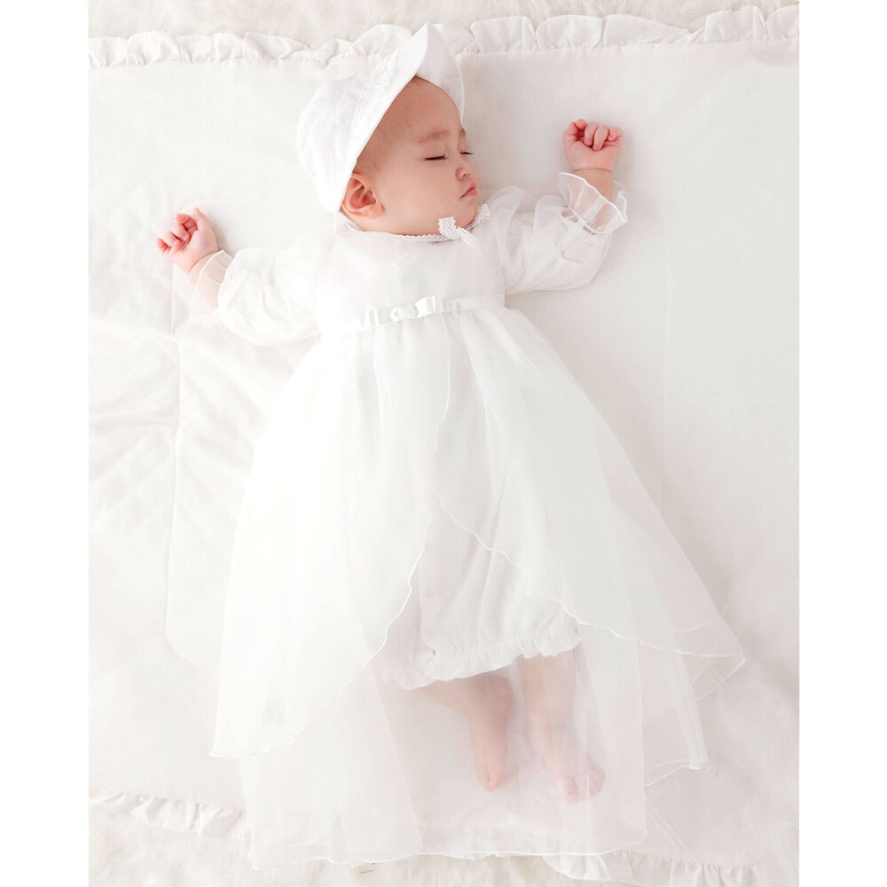 日本製 セレモニー オーガンジー レースドレス (50~75cm)(ﾜﾝｻｲｽﾞ(50-75cm) ホワイト):  新生児/ベビー-子供服べべの公式通販サイト 「BEBE MALL」