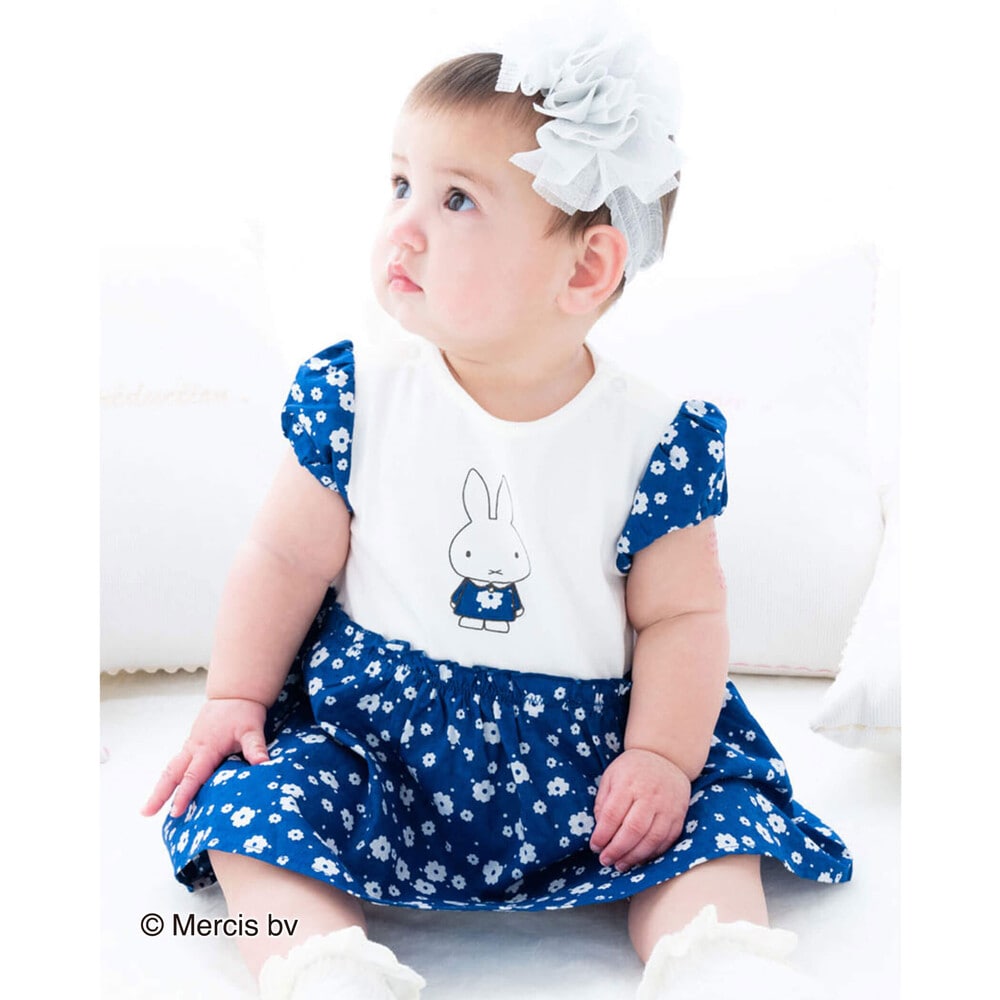 Miffy Bebe Reduction コラボアイテム ミッフィー 花柄 フリル ブルマ 付き ワンピース 70 90cm S 70 80cm ホワイト系 新生児 ベビー 子供服べべの公式通販サイト Bebe Mall
