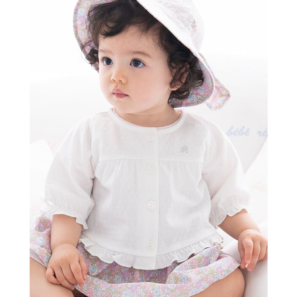 UVカット エレガント 天竺 フリル ボレロ (60~90cm)(S(70-80cm) ホワイト):  新生児/ベビー【女の子・男の子の子ども服と言えば】UVカット エレガント 天竺 フリル ボレロ (60~90cm)(S(70-80cm) ホワイト):  新生児/ベビー【女の子・男の子の子ども服と言えば】-子供服べべ ...