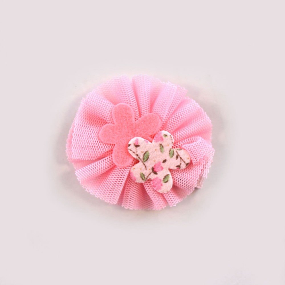 チュール花柄ヘアクリップ(ﾜﾝｻｲｽﾞ イエロー系): 新生児/ベビー【べべ