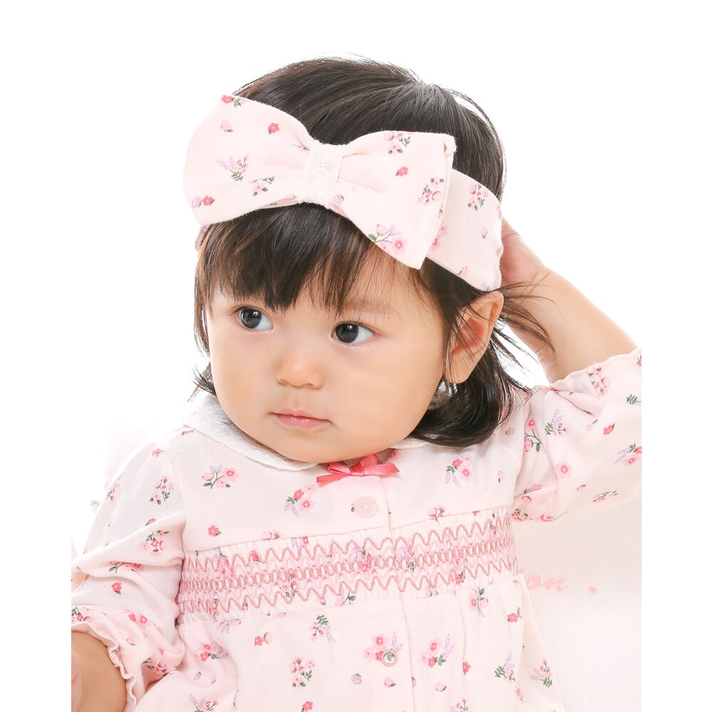 花柄 プリント スムース リボン ヘアーバンド ﾜﾝｻｲｽﾞ ピンク系 新生児 ベビー 子供服べべの公式通販サイト Bebe Mall