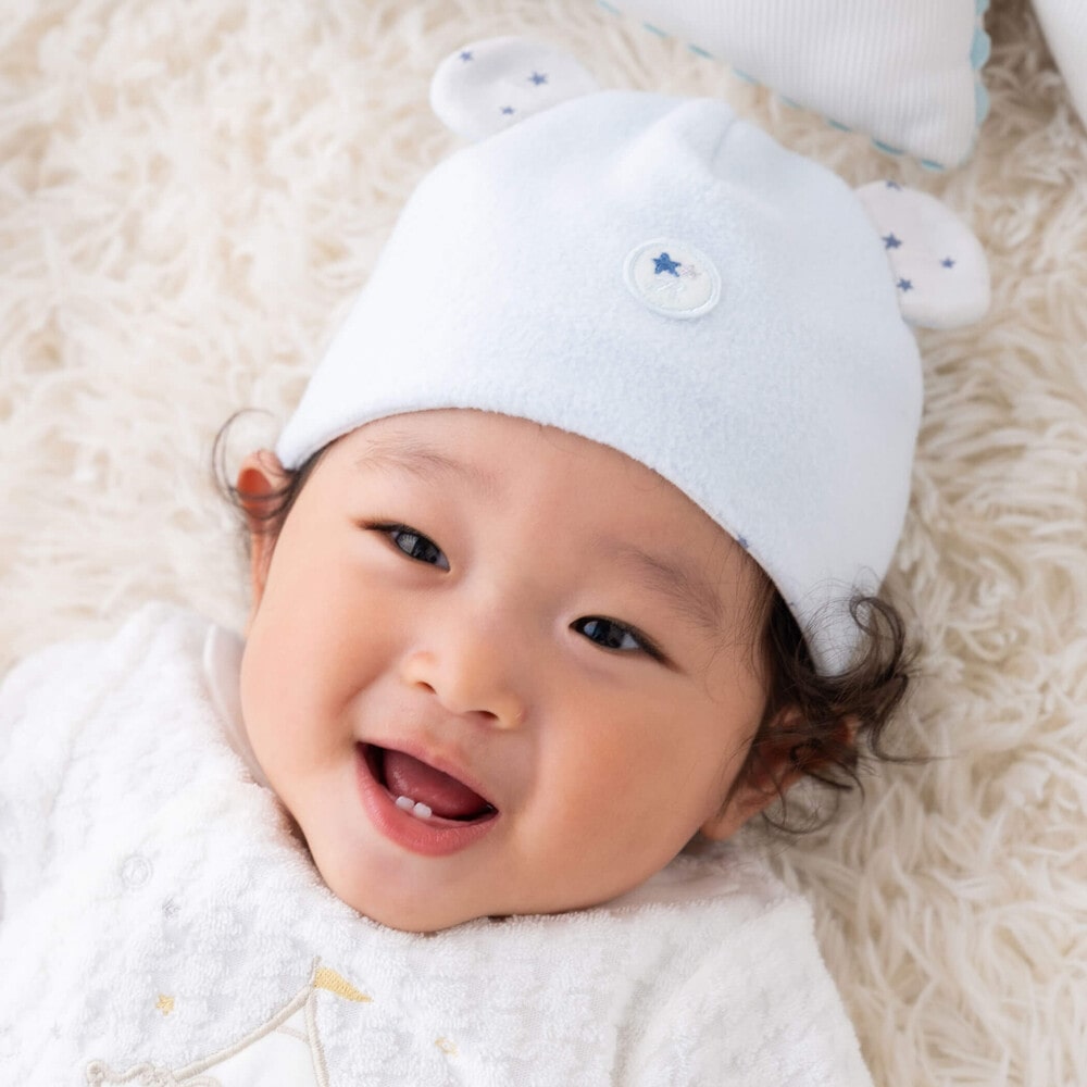 フリースミミ付帽子 (44~46cm)(ﾜﾝｻｲｽﾞ (44-46cm) ブルー): 新生児