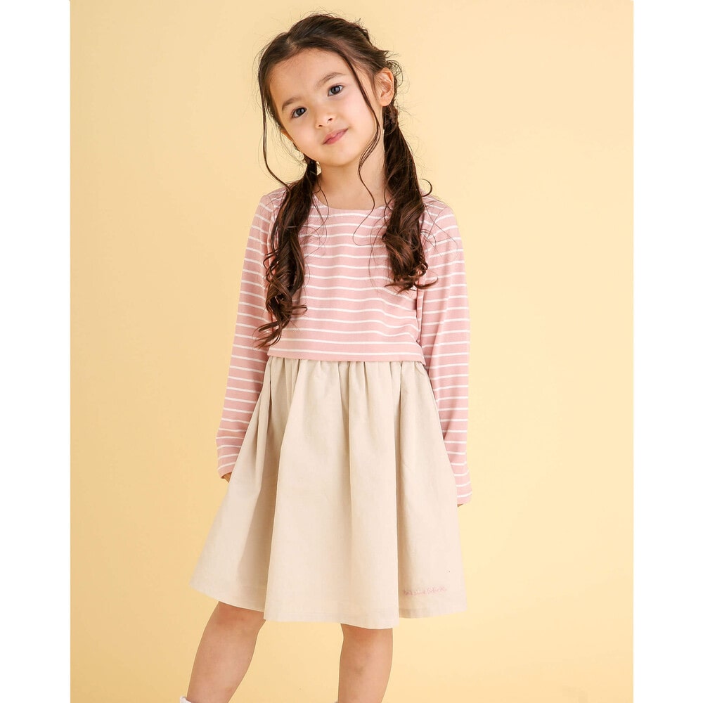 ドッキング ボーダー ワンピース 80 130cm 90cm ピンク系 ワンピース 子供服べべの公式通販サイト Bebe Mall