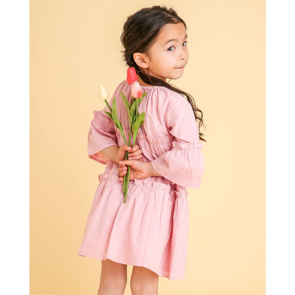 ドット ドビー ギャザー 切り替え ワンピース 80 130cm 80cm ピンク ワンピース 子供服べべの公式通販サイト Bebe Mall